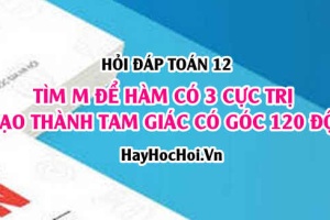 Tìm m để 3 cực trị tạo thành tam giác có góc 120 độ? Hỏi đáp Toán 12